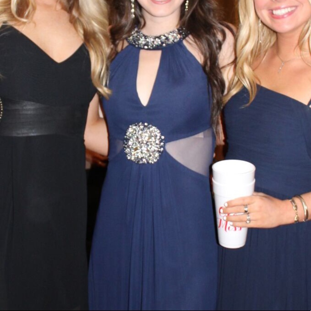 Navy Floor Length Dress